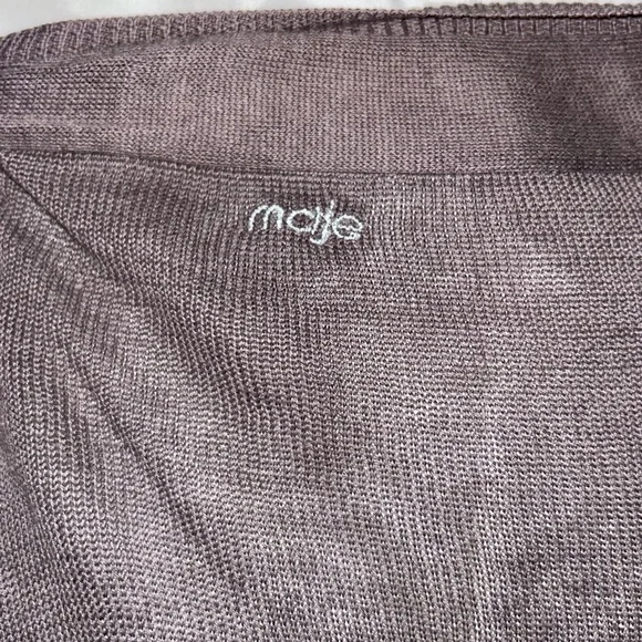 Maje Cardigan Cotton Linen Blend Women's S Small Sweater Gray Grey Deep V Neck